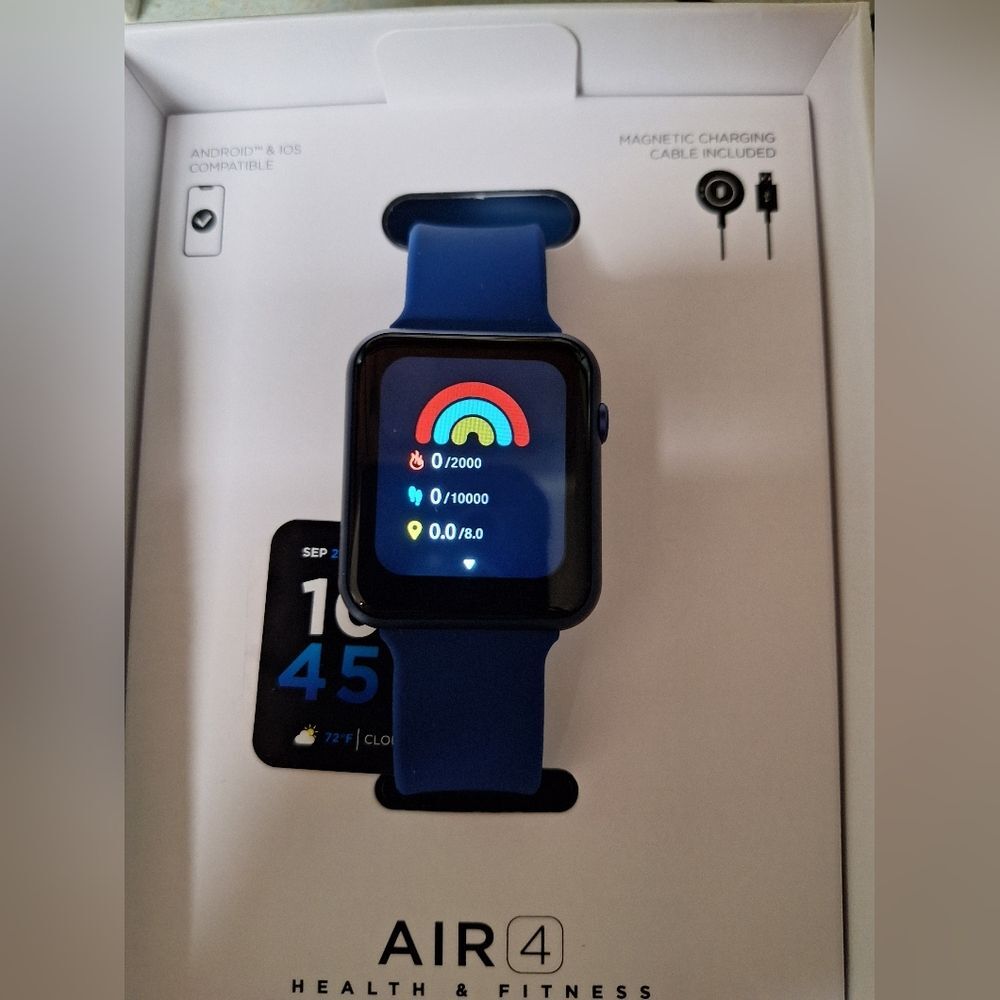 iTouch Air 4 Unisex Blue Silicone Strap Smartwatch 41 mm Fully Charged - Picture 8 of 8